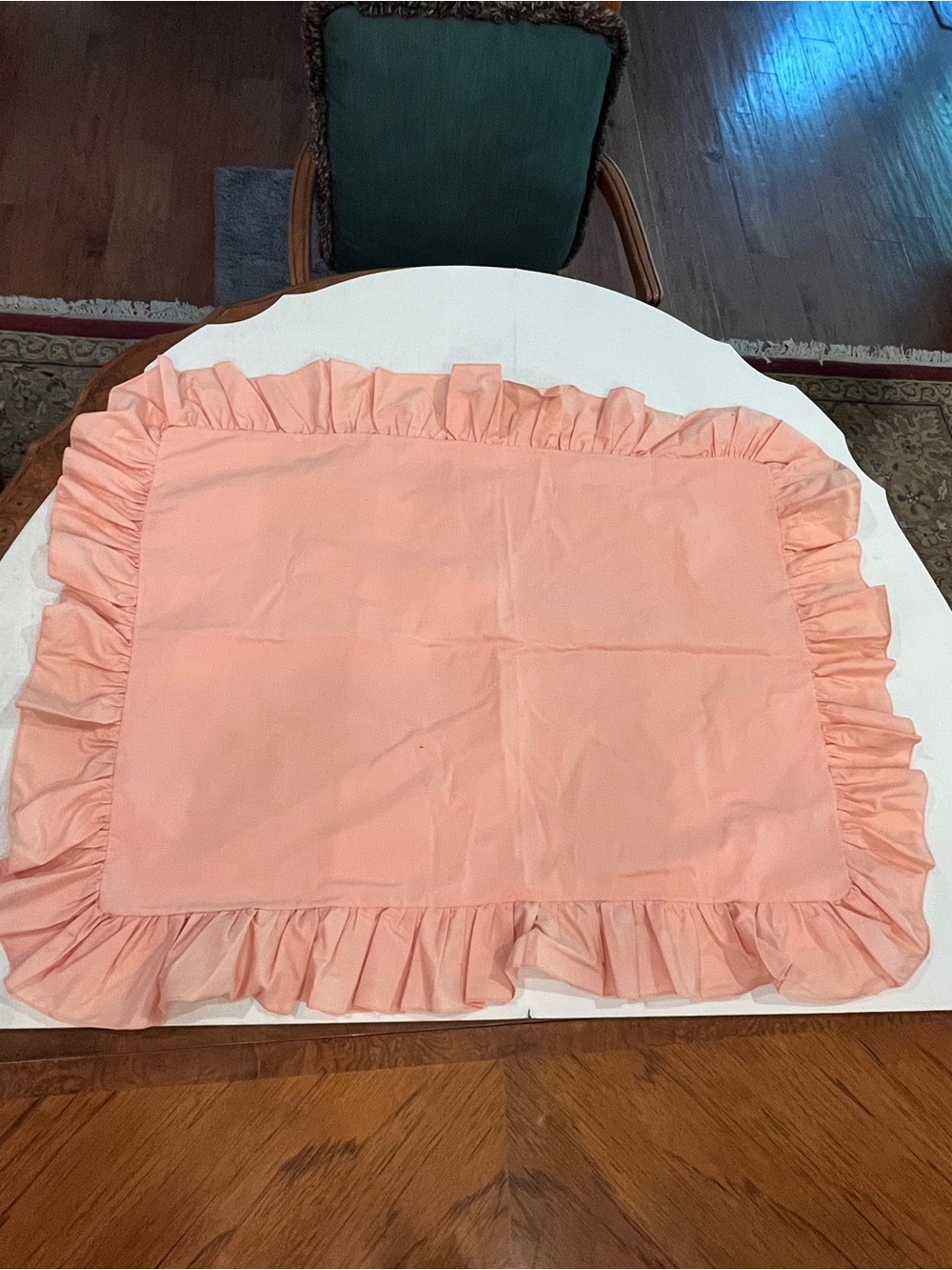 Vintage Peach Ruffled Pillow Sham - Soft Peach Decorative Bedding. So retro